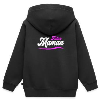 Futur Maman Script W - Sweat Premium à capuche zippé enfant bio - noir - Dos - AI Model Kid Male (0cm)