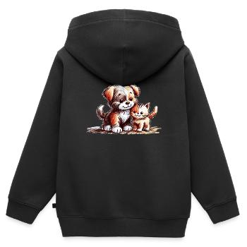 Amis - Sweat Premium à capuche zippé enfant bio - noir - Dos - AI Model Kid Male (0cm)