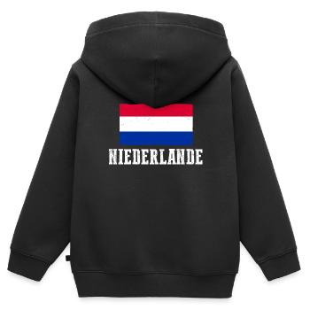 Pays-Bas Pays-Bas - Sweat Premium à capuche zippé enfant bio - noir - Dos - AI Model Kid Male (0cm)