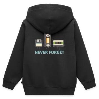 Never Forget Floppy Disk Video Tape Cassette - Kids Premium Organic Zip-up Hoodie - black - Back - AI Model Kid Male (0cm)