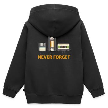 Disketten-Videokassette nie vergessen - Kinder Premium Organic Zip Hoodie - Schwarz - Hinten - AI Model Kid Male (0cm)