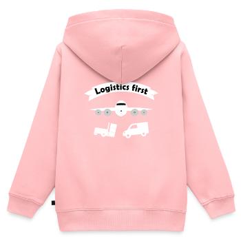 Equipe Transport & Logistique - Sweat Premium à capuche zippé enfant bio - rose - Dos - AI Model Kid Female (0cm)