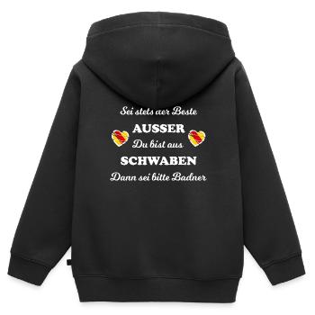 Les Souabes et les Badners - Sweat Premium à capuche zippé enfant bio - noir - Dos - AI Model Kid Male (0cm)