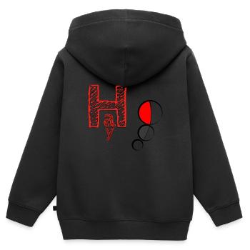 Message cool - Sweat Premium à capuche zippé enfant bio - noir - Dos - AI Model Kid Male (0cm)