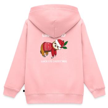 Wake Me Up When It's Christmas - Kinder Premium Organic Zip Hoodie - Rosa - Hinten - AI Model Kid Female (0cm)