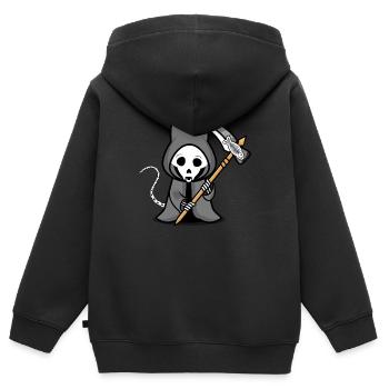 Chat Halloween Grim Repear - Sweat Premium à capuche zippé enfant bio - noir - Dos - AI Model Kid Male (0cm)