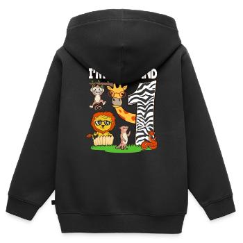 1. Geburtstag Zoo Tiere Safari 1 Jahr alt - Kinder Premium Organic Zip Hoodie - Schwarz - Hinten - AI Model Kid Male (0cm)