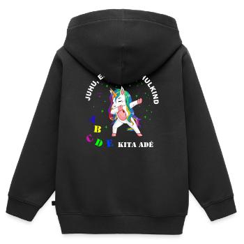 Dabbing Unicorn - Juhu, Kita adé - Kinder Premium Organic Zip Hoodie - Schwarz - Hinten - AI Model Kid Male (0cm)