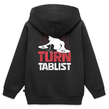 Turntablist Dj Mix Vinyl Scratch Music - Sweat Premium à capuche zippé enfant bio - noir - Dos - AI Model Kid Male (0cm)