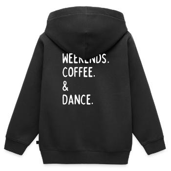 Kaffeetanz am Wochenende - Kinder Premium Organic Zip Hoodie - Schwarz - Hinten - AI Model Kid Male (0cm)