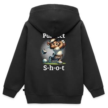 Par-fect Shot, Golf Bär - Kinder Premium Organic Zip Hoodie - Schwarz - Hinten - AI Model Kid Male (0cm)