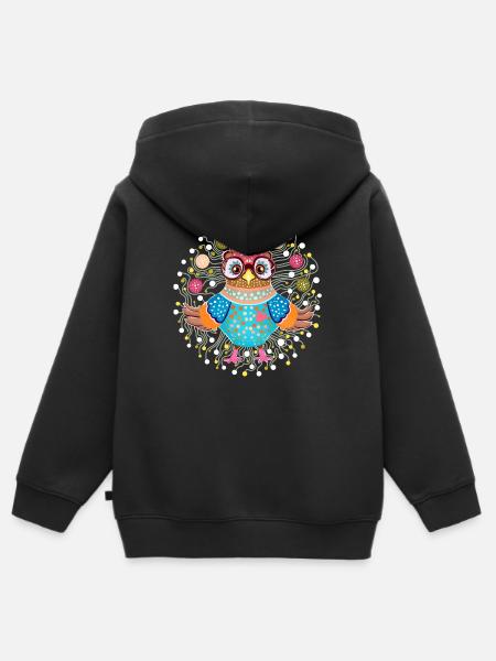 Jonglier-Eule - Kinder Premium Organic Zip Hoodie - Schwarz