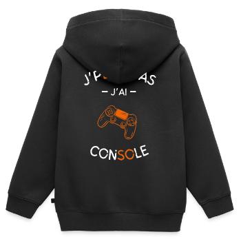 J peux pas j ai console - Sweat Premium à capuche zippé enfant bio - noir - Dos - AI Model Kid Male (0cm)