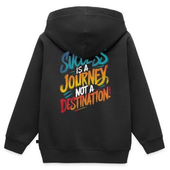 ERFOLG IST EINE REISE, KEIN ZIEL, ZITAT - Kinder Premium Organic Zip Hoodie - Schwarz - Hinten - AI Model Kid Male (0cm)