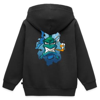 Lustiger Fisch Raubfisch für Angler - Kinder Premium Organic Zip Hoodie - Schwarz - Hinten - AI Model Kid Male (0cm)