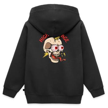 Monteur de lignes électricien crâne à haut voltag - Sweat Premium à capuche zippé enfant bio - noir - Dos - AI Model Kid Male (0cm)