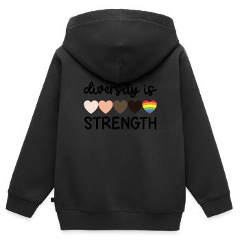 diversity is strength - Kinder Premium Organic Zip Hoodie - Schwarz - Hinten - AI Model Kid Male (0cm)
