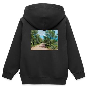 Zeichnung der Provence - Wanderweg - Kinder Premium Organic Zip Hoodie - Schwarz - Hinten - AI Model Kid Male (0cm)