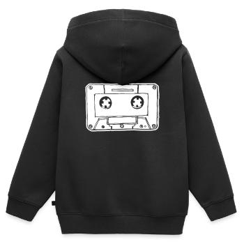 Cassette de musique Cassette audio - Sweat Premium à capuche zippé enfant bio - noir - Dos - AI Model Kid Male (0cm)