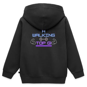 Un Walking Top G! - Sweat Premium à capuche zippé enfant bio - noir - Dos - AI Model Kid Male (0cm)