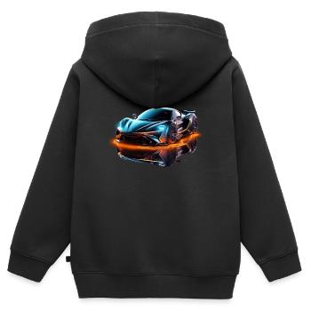 Sport Auto PS - Une conduite radieuse vers l’avenir - Sweat Premium à capuche zippé enfant bio - noir - Dos - AI Model Kid Male (0cm)