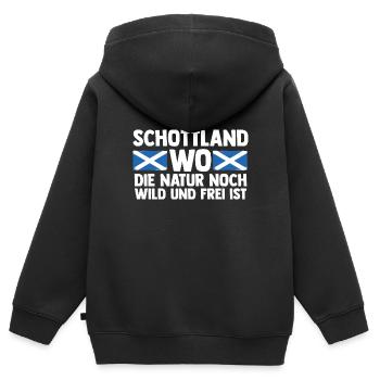Ecossais Ecosse Ecosse Ecosse - Sweat Premium à capuche zippé enfant bio - noir - Dos - AI Model Kid Male (0cm)