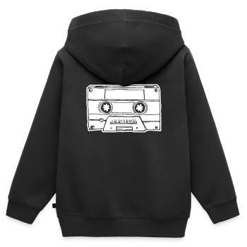 Cassette de musique Cassette audio - Sweat Premium à capuche zippé enfant bio - noir - Dos - AI Model Kid Male (0cm)