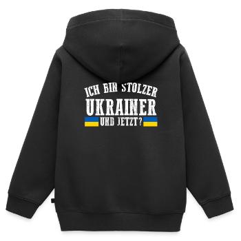 Ukrainer Ukraine - Kinder Premium Organic Zip Hoodie - Schwarz - Hinten - AI Model Kid Male (0cm)