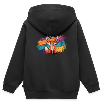 Renard - Illustration - Sweat Premium à capuche zippé enfant bio - noir - Dos - AI Model Kid Male (0cm)