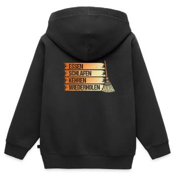 Facility Manager Gardien Gardien - Sweat Premium à capuche zippé enfant bio - noir - Dos - AI Model Kid Male (0cm)