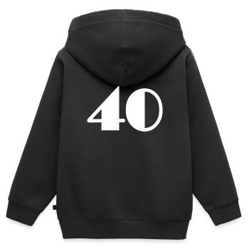 40 JAHRE. 40-jähriges Jubiläum. GEBURTSTAG 40 JAHRE. 40 - Kinder Premium Organic Zip Hoodie - Schwarz - Hinten - AI Model Kid Male (0cm)