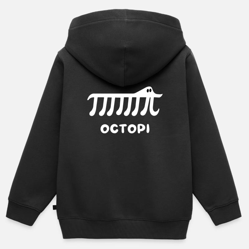 Funny Pi Math Design - Octopi math - Sweat Premium à capuche zippé enfant bio - noir