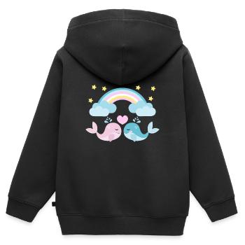 Two fish in love under the rainbow - Kids Premium Organic Zip-up Hoodie - black - Back - AI Model Kid Male (0cm)