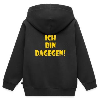 Ich bin dagegen - Kinder Premium Organic Zip Hoodie - Schwarz - Hinten - AI Model Kid Male (0cm)