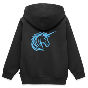 Blue Unicorn - Simple Design - Kids Premium Organic Zip-up Hoodie - black - Back - AI Model Kid Male (0cm)
