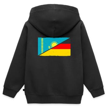 Kazakhstan Germany Kazakhstan - Kids Premium Organic Zip-up Hoodie - black - Back - AI Model Kid Male (0cm)