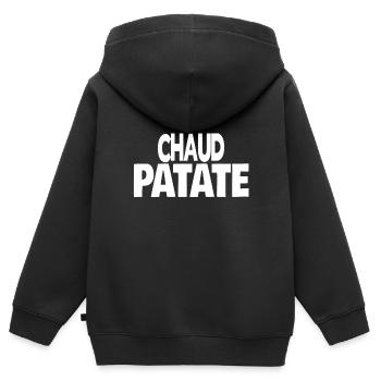 chaud patate - Sweat Premium à capuche zippé enfant bio - noir - Dos - AI Model Kid Male (0cm)