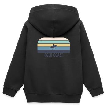 Gold Coast Australien Retro Sonnenuntergang - Kinder Premium Organic Zip Hoodie - Schwarz - Hinten - AI Model Kid Male (0cm)
