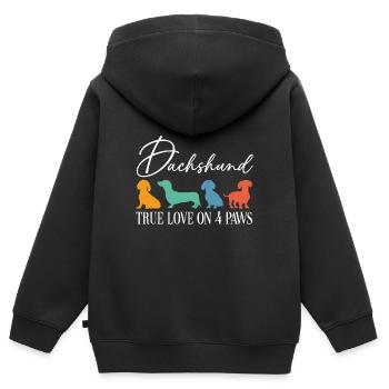 Dackel wahre Liebe auf vier Pfoten - Kinder Premium Organic Zip Hoodie - Schwarz - Hinten - AI Model Kid Male (0cm)