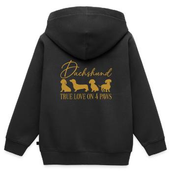 Dackel wahre Liebe auf vier Pfoten - Kinder Premium Organic Zip Hoodie - Schwarz - Hinten - AI Model Kid Male (0cm)