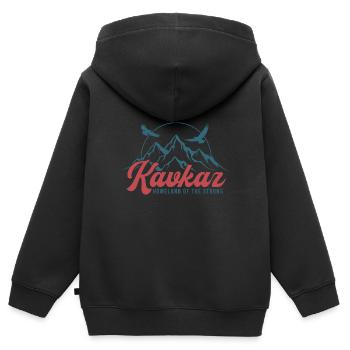 Kavkaz Caucase Tchétchénie Tchétchène Cadeau - Sweat Premium à capuche zippé enfant bio - noir - Dos - AI Model Kid Male (0cm)