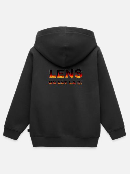 Lens on est la !!! - Sweat Premium à capuche zippé enfant bio - noir