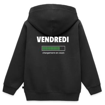 vendredi chargement en cours - Sweat Premium à capuche zippé enfant bio - noir - Dos - AI Model Kid Male (0cm)