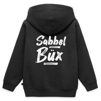 Sabbelbüx Plattdeutsch - Kinder Premium Organic Zip Hoodie - Schwarz - Hinten - AI Model Kid Male (0cm)