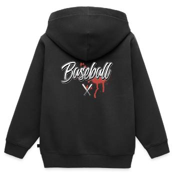 Baseball - Kinder Premium Organic Zip Hoodie - Schwarz - Hinten - AI Model Kid Male (0cm)