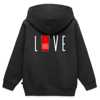 love - Sweat Premium à capuche zippé enfant bio - noir - Dos - AI Model Kid Male (0cm)