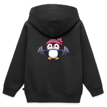Penguin Workout Haltères Développé couché Fitness - Sweat Premium à capuche zippé enfant bio - noir - Dos - AI Model Kid Male (0cm)
