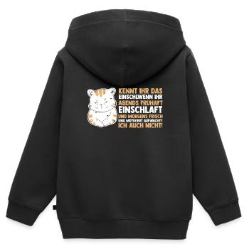Faulenzer Langschläfer Motivation Katze - Kinder Premium Organic Zip Hoodie - Schwarz - Hinten - AI Model Kid Male (0cm)