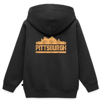 Pittsburgh - Sweat Premium à capuche zippé enfant bio - noir - Dos - AI Model Kid Male (0cm)