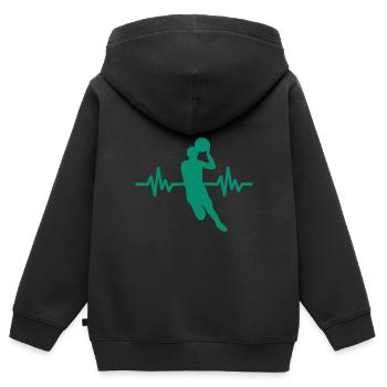 Haertbeat Basketball - USA - Team Sport - Hoops - Kinder Premium Organic Zip Hoodie - Schwarz - Hinten - AI Model Kid Male (0cm)